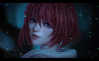 Redhair blueeyes astronaut galaxy night - a close up of a person free wallpaper