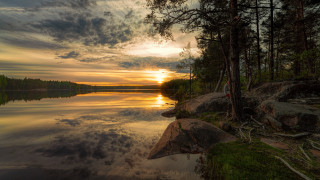 Sunset lake forest clouds mountain - artur tarnowski free wallpaper