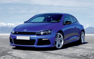 Blue car mountains clouds photorealism - a blue car free wallpaper for desktop