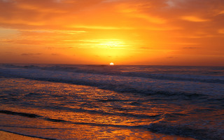 Sunset ocean waves beach surfboard 2 - wave free wallpaper