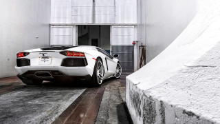 White sports car narrow alley - narrow free wallpaper