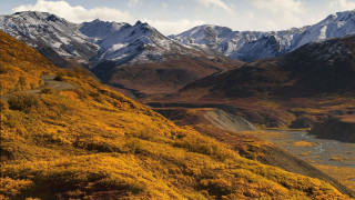 Scenic valley mountains river evening - a scenic view of a valley free wallpaper for desktop