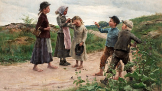 Group people dirtroad talking woman - art informel free wallpaper