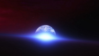 Blue white object space red - eve ryder free wallpaper
