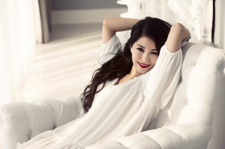 Woman smiling poster chen lu - her leg behind her head free wallpaper