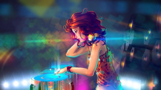 Disco dj woman neon lights - a dj free wallpaper