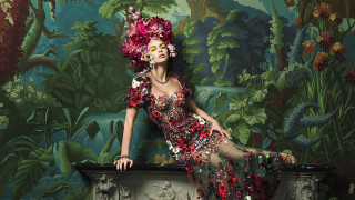 Flower woman rococo fashion gardening - a flemish baroque free wallpaper for desktop