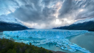 Glacier lake mountains clouds ecological - free summer wallpaper
