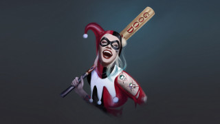 Cartoon clown masked girl baseball - a baseball bat free wallpaper