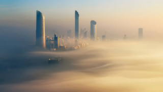 City fog skyscrapers clouds matte - volumetric fog free wallpaper for desktop