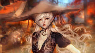 Fantasy elf woman autumn blonde - high detail 8 k free wallpaper for desktop