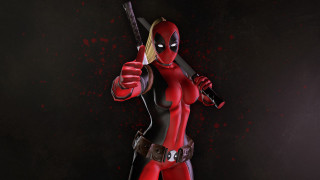 Deadpool woman knife blood wall - the wall behind her free wallpaper for desktop