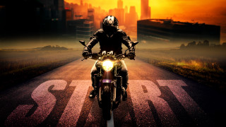 Motorcycle ride city sunset embers - a person riding free wallpaper