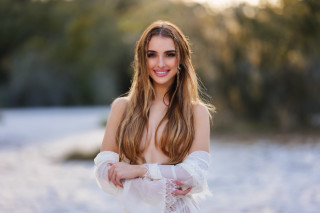 Woman white dress gloves smiling - anna maria barbara abesch free wallpaper for desktop