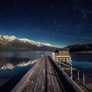 Pier night sky stars mountains - night sky free wallpaper for tablet