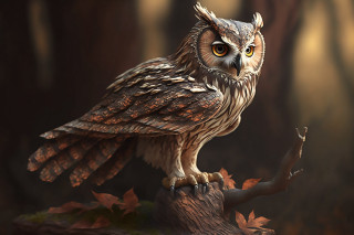 Owl forest digital painting highly - a branch in a forest free wallpaper