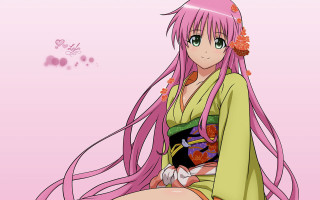 Pink haired girl kimono butterfly - a butterfly free wallpaper