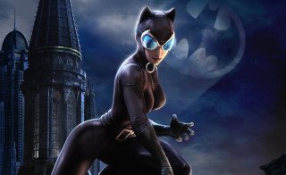 Catwoman gothic castle moon blonde - a moon in the sky free wallpaper