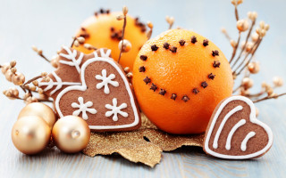 Orange cookies decorations branch blurry - folk art free wallpaper