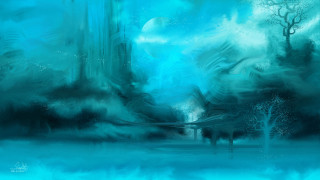 Forest waterfall moonlight fantasy bubble - anato finnstark free wallpaper for desktop