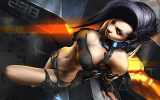 Futuristic cyberpunk woman gun bikini - aleksi briclot free wallpaper for desktop