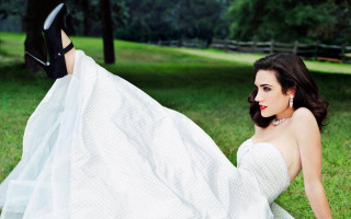 Woman white dress grass wind - elegant free wallpaper for desktop