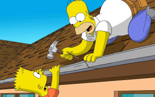 Cartoon character roof fix hammer - a roof free wallpaper