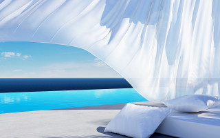 Canopy bed ocean view pool 2 - eric zener free wallpaper for desktop