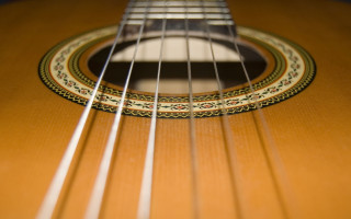Guitar strings closeup black white 3 - baroque free wallpaper