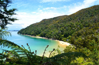 Beach mountain sky water nature - a distance free wallpaper