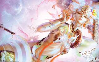 Woman bikini sword moon sky - anna dittmann free wallpaper