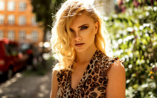 Blonde leopard print fashion portrait - blond free wallpaper