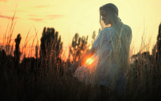 Woman field sunset hair glow - anka zhuravleva free wallpaper