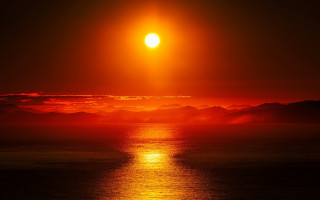 Orange sun mountain ocean sky - orange sun free wallpaper