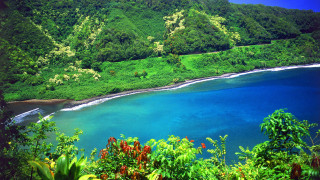 Blue hills lake beach nature - a blue body of water free wallpaper