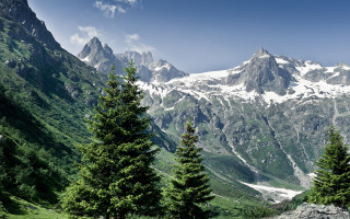 Mountain range snow peak forests 2 - a snow free wallpaper