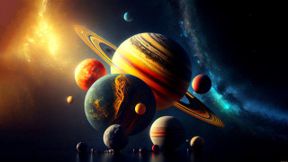 Space planet sun star aurora 3 - a group of planets free wallpaper for desktop