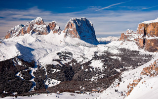 Snowy mountains clouds trees landscape - carlo carlone free wallpaper