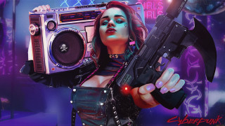 Woman boombox gun cyberpunk fantasy - charlie bowater free wallpaper