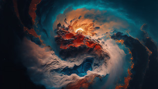 Colorful artistic volcano space orange - blue center free wallpaper
