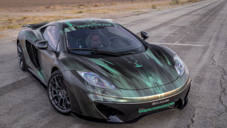 Black sports car green hood 2 - hood free wallpaper