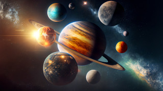 Solar system stars sun planet - a bright star in the foreground free wallpaper