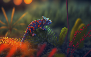 Colorful lizard jungle night bright - rossdraw global illumination free wallpaper