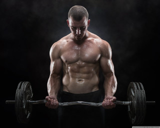 Muscular man barbell smoke black - smoke behind free wallpaper