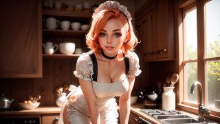 Woman white dress kitchen apron 2 - constance gordoncumming free wallpaper