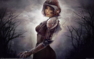 Woman hat gloves rain forest 2 - a digital painting free wallpaper