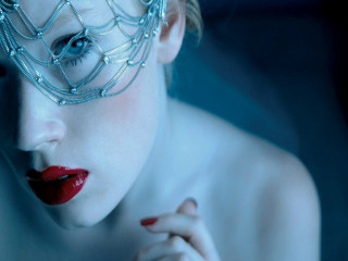 Woman chain mask red lipstick 2 - red lipstick free wallpaper