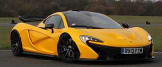 Yellow sports car road field - side profile free wallpaper