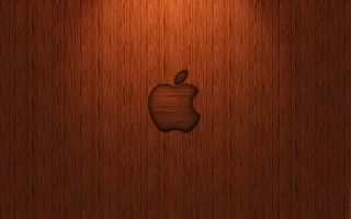 Wooden wall apple logo light - a wooden wall free wallpaper