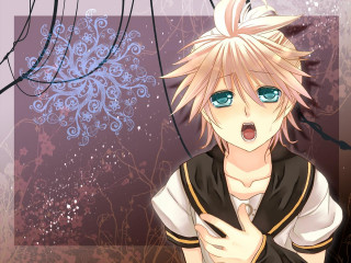 Anime blonde blue eyes surprised - her mouth open free wallpaper